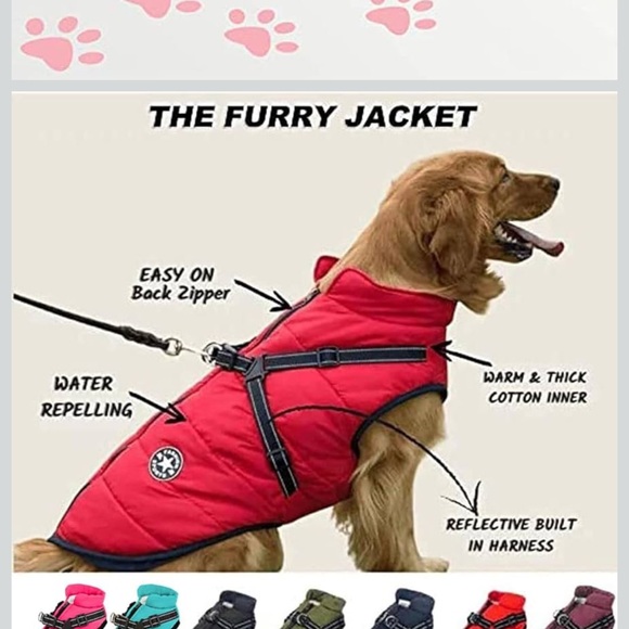 FurryKing Black Dog Jacket with Harness - Picture 5 of 5